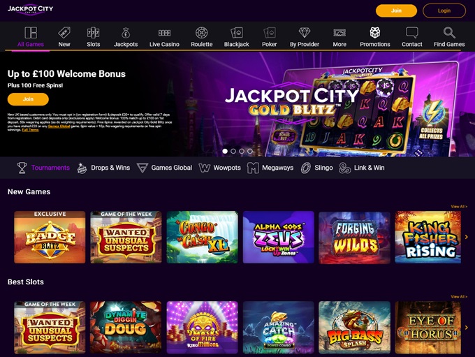 Jackpot City interface